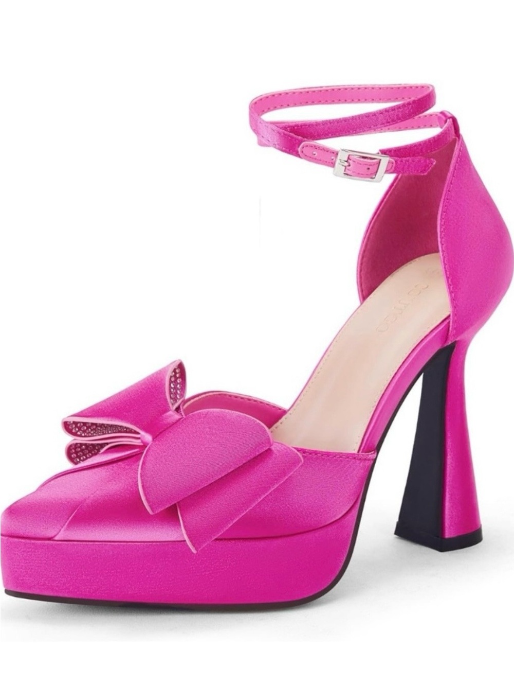 💖NWT💖 Coutgo Satin Bows Rhinestone Accent Pointed Toe Ankle Strap Heels  Size 8